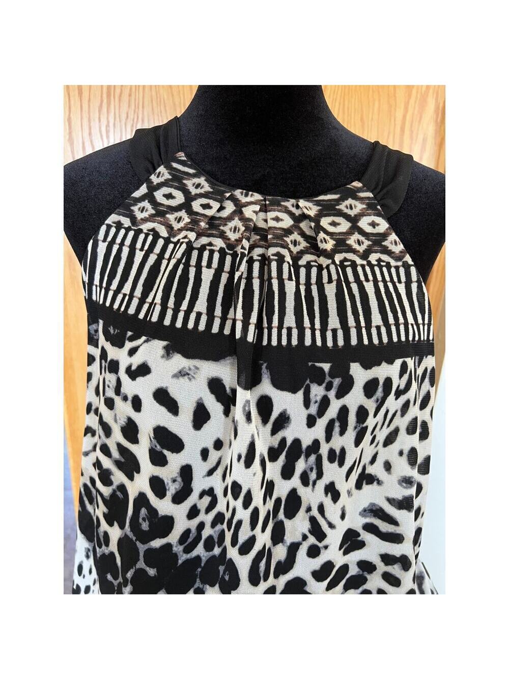 Maurices Black Animal Print Halter Top, Women's size M